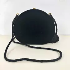 YSL Saint Laurent Womens Velvet Minaudiere Black Nero Shoulder Bag Tassel NWT