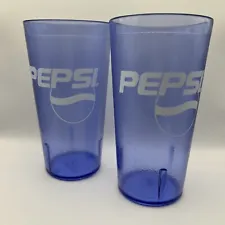 2 Retro 32oz PEPSI cups Tumblers Restaurant Dark Blue Plastic G.E.T. Item 6632