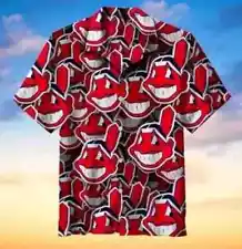 SALE!!_ MLB Cleveland Indians All Logo 3D Hawaiian Shirt For Sports Fans S-6XL