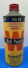 VINTAGE WINCHESTER WESTERN BALL POWDER TIN ORIGINAL LABEL 748 BR EMPTY