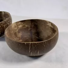 Set Of 2 Coconut Shell Bowl Halves Reusable Eco-Friendly Handmade Dessert Cup