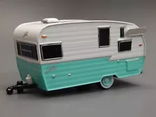 GL 1962 15 Shasta Airflyte Travel Camper Trailer Aqua White 1/64 Replica Diorama