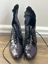 Witches Halloween Shoes Size 6 Purple & Black, Heels Pyramid Collection ~ 12