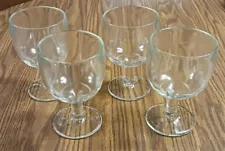 (4) Vintage Goblet beer Glass Clear Thumbprint Dimpled Heavy bar man cave decor