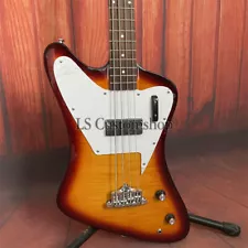 Custom Reverse Thunderbird Bass Guitar Vintage Sunburst Flame Maple Top 4 String