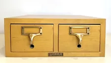 Vintage Gaylord Bros. Inc. 2 Drawer Library Card Catalog File Maple Cabinet Flaw