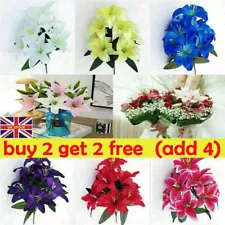 10 Heads Artificial Fake Lily Silk Flowers Bunch Home Wedding Party Garden Decor