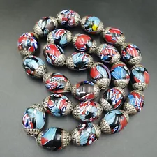 Beautiful Old Tibetan Silver Nepalese Glass Beads Jewelry Necklace