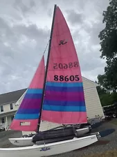 Hobie Cat 16 Sails - Pink Rocker -Main and Jib sail set.