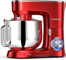 COOKLEE Stand Mixer, 9.5 Qt. 660W 10-Speed Electric Kitchen Mixer RED