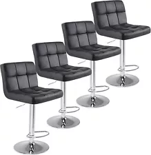 Bar Stools Set of 4, PU Leather Adjustable Swivel Barstools