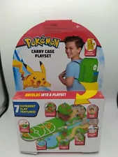 Pokemon Carrying Case Medium Playset Portable Backpack & 2" Pikachu Figure NEW