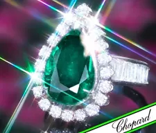 CHOPARD Emerald Ring 18k Gold 12.63ct Zambian Emerald Diamond Ring ESTATE Vintag