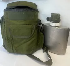 GENUINE MIL.SPEC STAINLESS STEEL ARCTIC INSULATED CANTEEN WITH MIlitary Pouch.