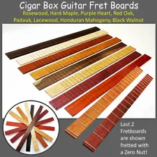 Cigar Box Guitars ' Fret Boards Fretted and Unfretted Plus 8 Choices of Wood