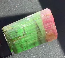 327ct Jumbo WATERMELON TOURMALINE Bicolor Power pc Brazil 45x28mm