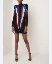 Balmain Paris Cocktail Dress in Multicolor Flash-Knit Size 36