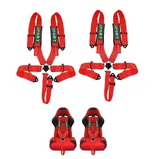 2X Red 5-Point Safety Seat Belt Cam-Lock ATV GO Kart Racing Harness Shoulder Pad (For: Volkswagen Bus)