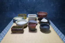 Genuine Japanese assorted Bonsai pots x 10(Mitsuyama Kenji,Tosui,Kogaku,etc)