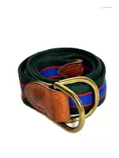 VTG Polo Ralph Lauren Green Blue Red Striped D-Ring Ribbon Belt