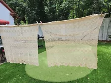 Cotton Cream Crochet Curtains 2 Panels Rod Pocket Top Bohemian Country 36"x36"