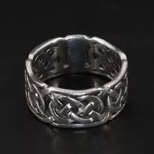 VTG Sterling Silver - IRISH 10mm Celtic Knot Band Ring Size 7 - 4.5g