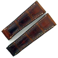 ROLEX 20mm BROWN ALLIGATOR LEATHER WATCH STRAP FOR PARTS OR REPAIRS