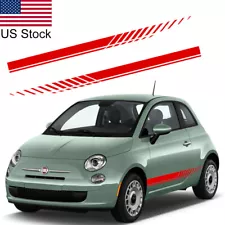 For Fiat 500 2x 74.8" Red Vinyl Racing Style Stripe Car Body Side Fender Sticker