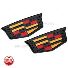 2x New Cadillac Fender Marker Side Body Logo Badge Emblem Car Decoration Sport V (For: 1909 Model T)