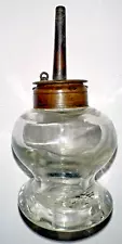 Antique Blown Molded Sparking Lamp with Brass Single Tube Whale Oil Burner