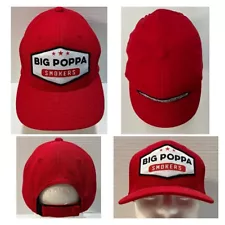 Big Poppa Smokers Red Flexfit 110 Adjustable Ball Cap Hat BBQ Rub Grills EUC