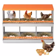 6 Holes Chicken Nesting Box for Laying Eggs, Metal Nesting Boxes Chickens Coop