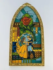 Disney Parks Beauty & The Beast Stained Glass Window Replica Art Of Disney 23”