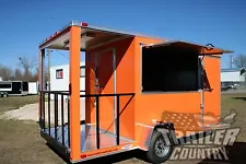 NEW 7x14 14' ENCLOSED CONCESSION FOOD VENDING BBQ MOBILE KITCHEN TRAILER PORCH