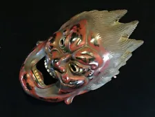 O0086 Japanese Potter Mask Vintage Demon ONI Face Interior Wall Hanging