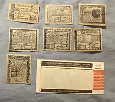 Colonial & Revolutionary Replicated Paper Currency Set 1760-1780 Vintage Set B