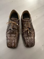 Slick Exotica Genuine Crocodile Alligator Skin Shoes Mens Size 8