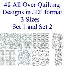 144 JEF files - 48 AllOver Machine Embroidery Quilting Designs on USB