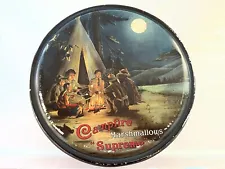 Antique Campfire Marshmallows Supreme Advertising Tin Litho Boy Scouts Vintage