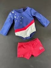 AMERICAN GIRL Team USA Gymnastics Leotard / Red Shorts (some play wear to nylon)