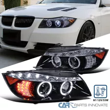 Fit 2006 2007 2008 BMW E90 323i 328i 335i LED Strip Projector Headlights Smoke (For: BMW 335xi)