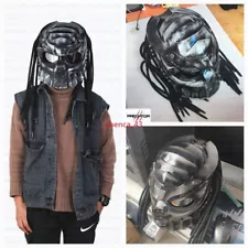 Hand-painted Alien vs. Predator Full Face Mask FRP Motorcycle Helmet Laser Light