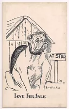 New ListingVINCENZO ZITO Artist Signed Postcard/Arcade Card "LOVE FOR SALE" Dog Stud 1930's