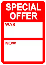 Red - Sale was / now Price Stickers / Labels For Use With Thermal Printers