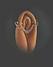 Clitoral Jewellery, Faux piercing with chains Non Piercing Clit Clip