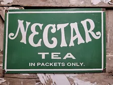 VINTAGE NECTAR TEA PORCELAIN SIGN 24" CAFE COFFEE DRINK SHOP DINER BEVERAGE