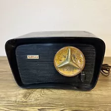 1959 Travler AM CBS Radio Bakelite Model 2160 Black Rare WORKS (DAMAGED)