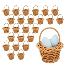 24 Pack Rattan Mini Picnic Baskets with Handles for Baby Shower, 2.75 in