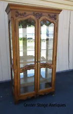 63648 QUALITY Large Oak Carved China Cabinet Curio