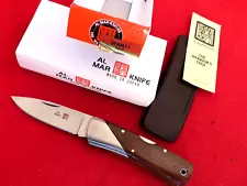 vintage Al Mar Japan Denali 3502 Lockback wood scales knife & sheath mint in box